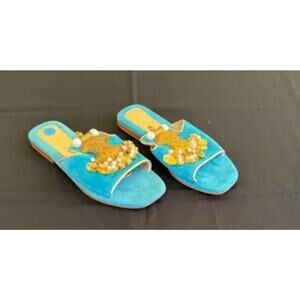 ELINA LINARDAKI TURQUOISE CLEOPATRA SANDALS SIZE 5